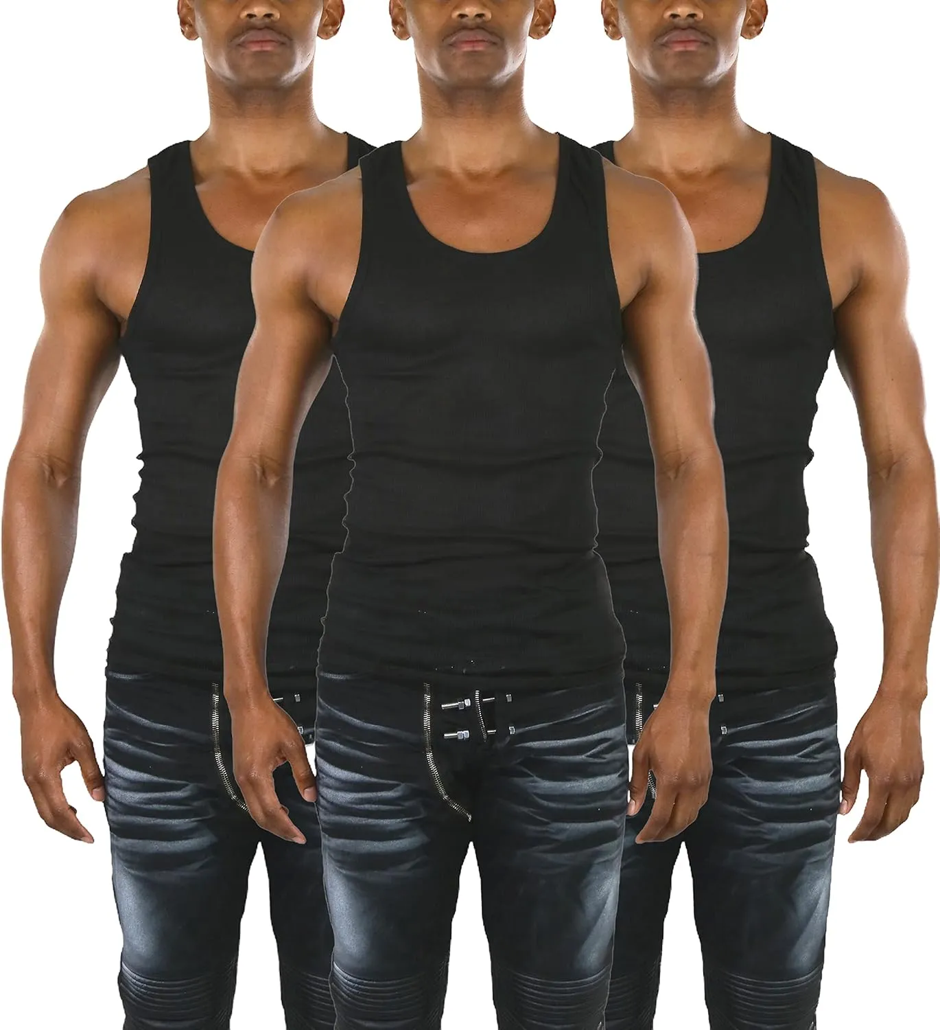 ToBeInStyle Men's Slim Fit Shallow Scoop Neck Sleeveless A-Shirts