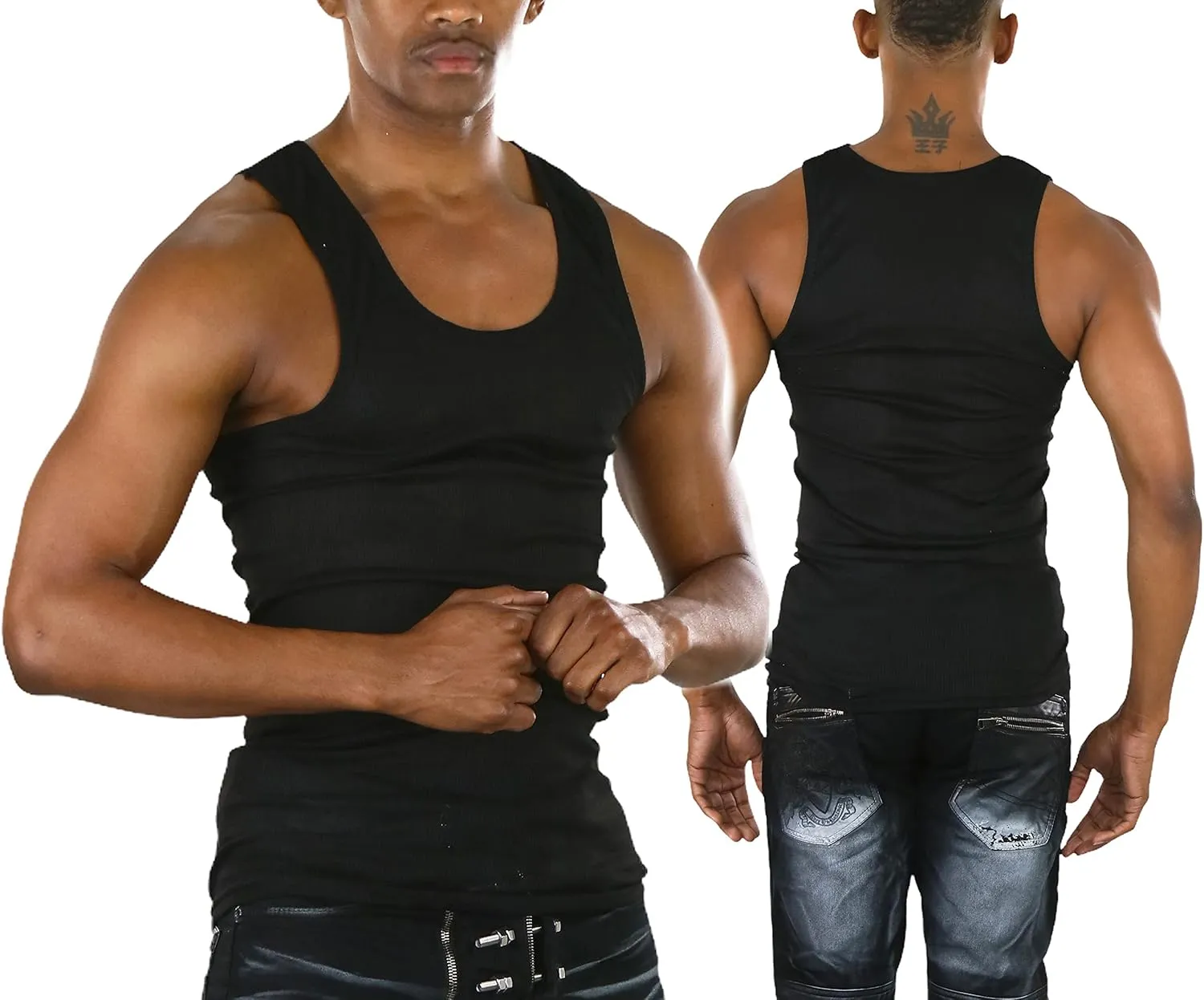ToBeInStyle Men's Slim Fit Shallow Scoop Neck Sleeveless A-Shirts