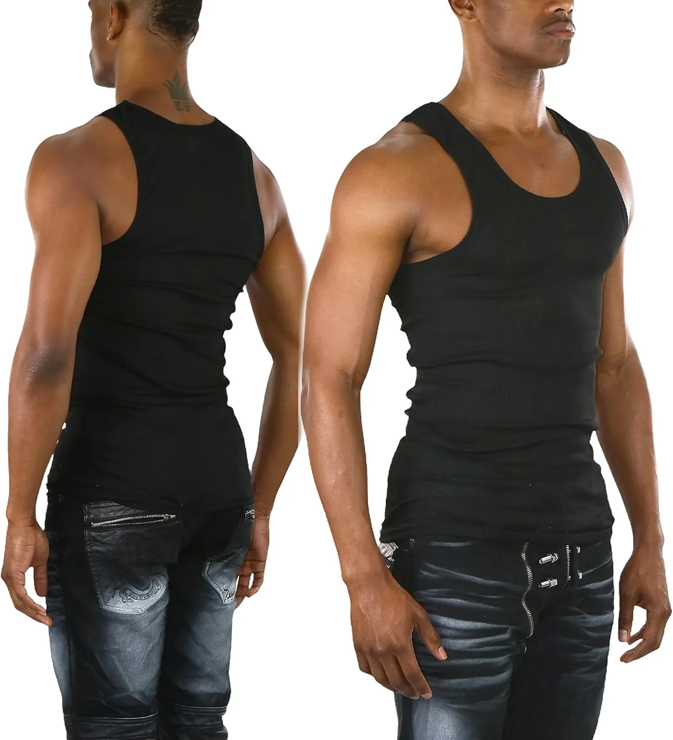 ToBeInStyle Men's Slim Fit Shallow Scoop Neck Sleeveless A-Shirts