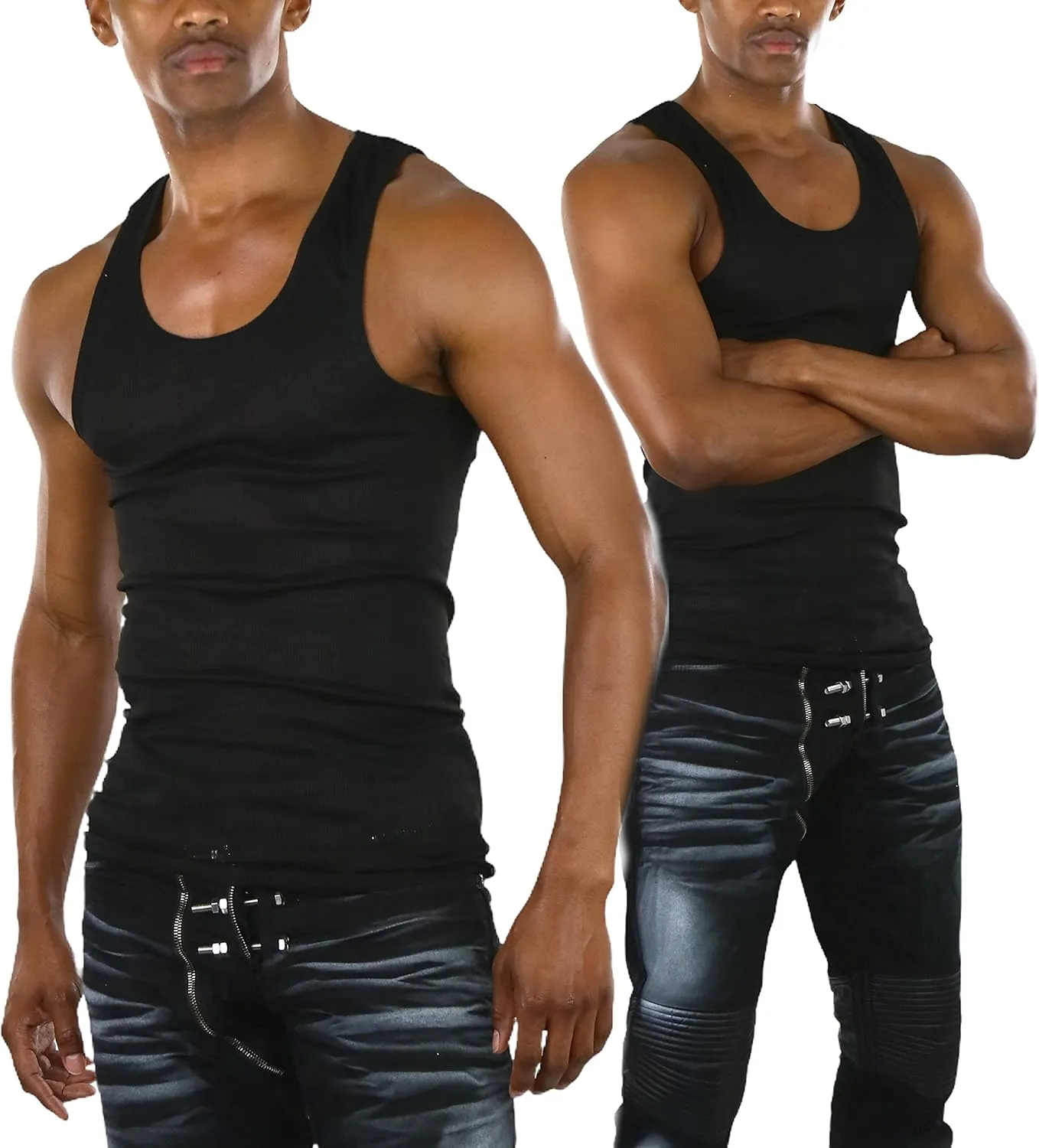 ToBeInStyle Men's Slim Fit Shallow Scoop Neck Sleeveless A-Shirts