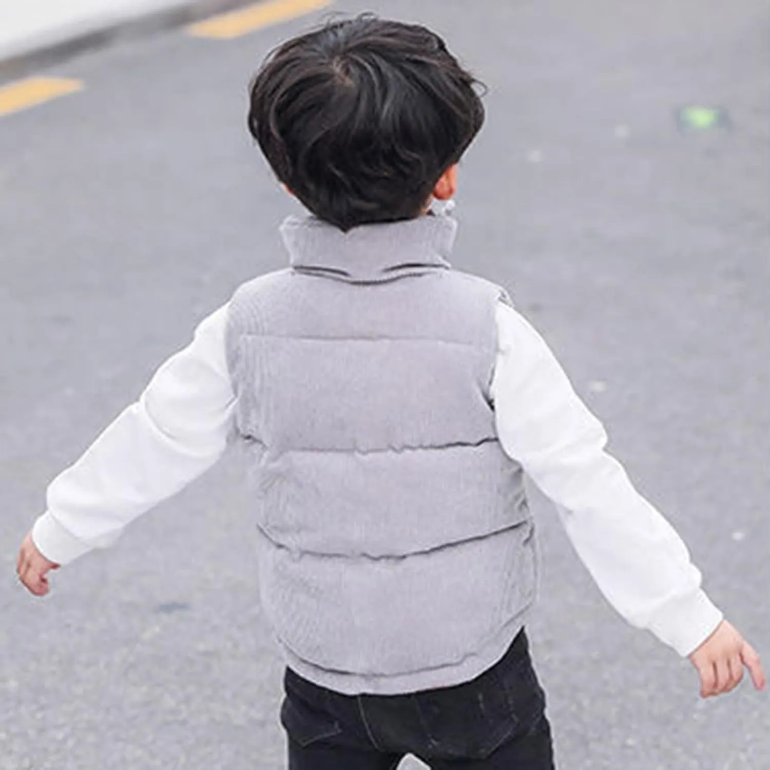 Toddler Boys Girls Vest Fleece Fuzzy Sleeveless Coat Outerwear Pockets Boy Coat with Thumb Holes