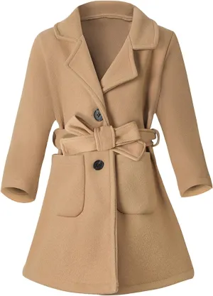 Toddler Girls Trench Coat Baby Girl Woolen Dress Coat Girl Dress Coat Peacoat Winter Double Buttons Fall Clothes