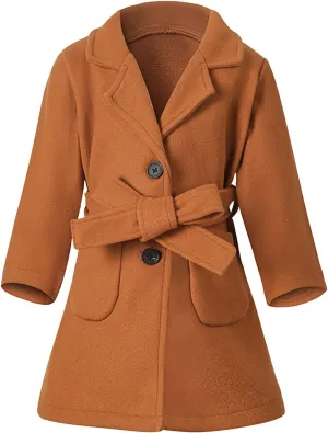 Toddler Girls Trench Coat Baby Girl Woolen Dress Coat Girl Dress Coat Peacoat Winter Double Buttons Fall Clothes