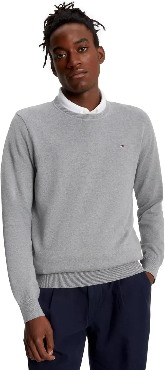 TOMMY HILFIGER Men's Signature Solid Crewneck Pullover Sweater 2025 Collection