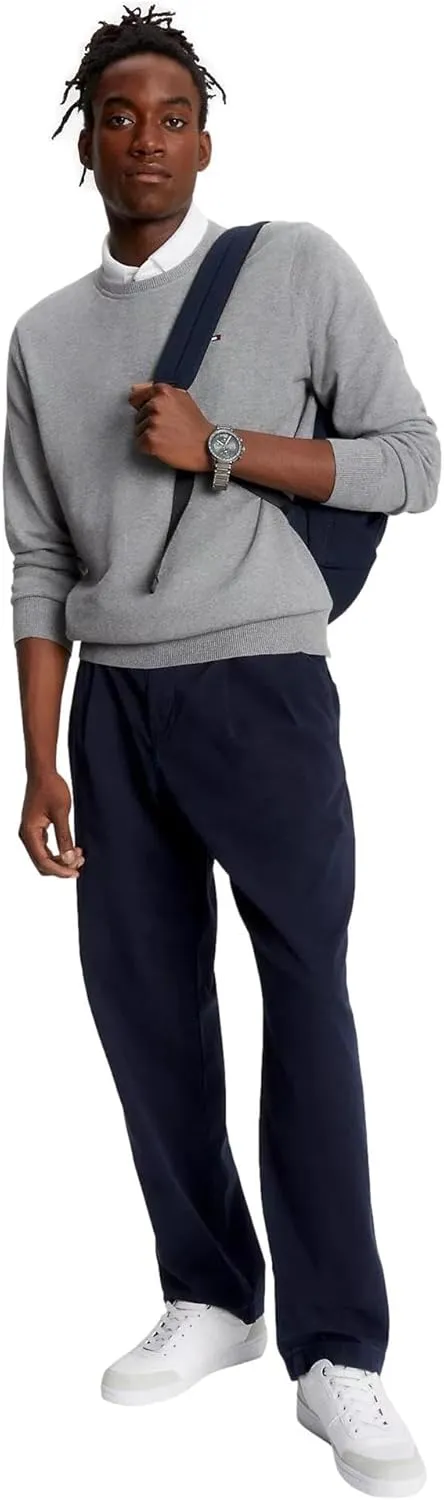 TOMMY HILFIGER Men's Signature Solid Crewneck Pullover Sweater 2025 Collection