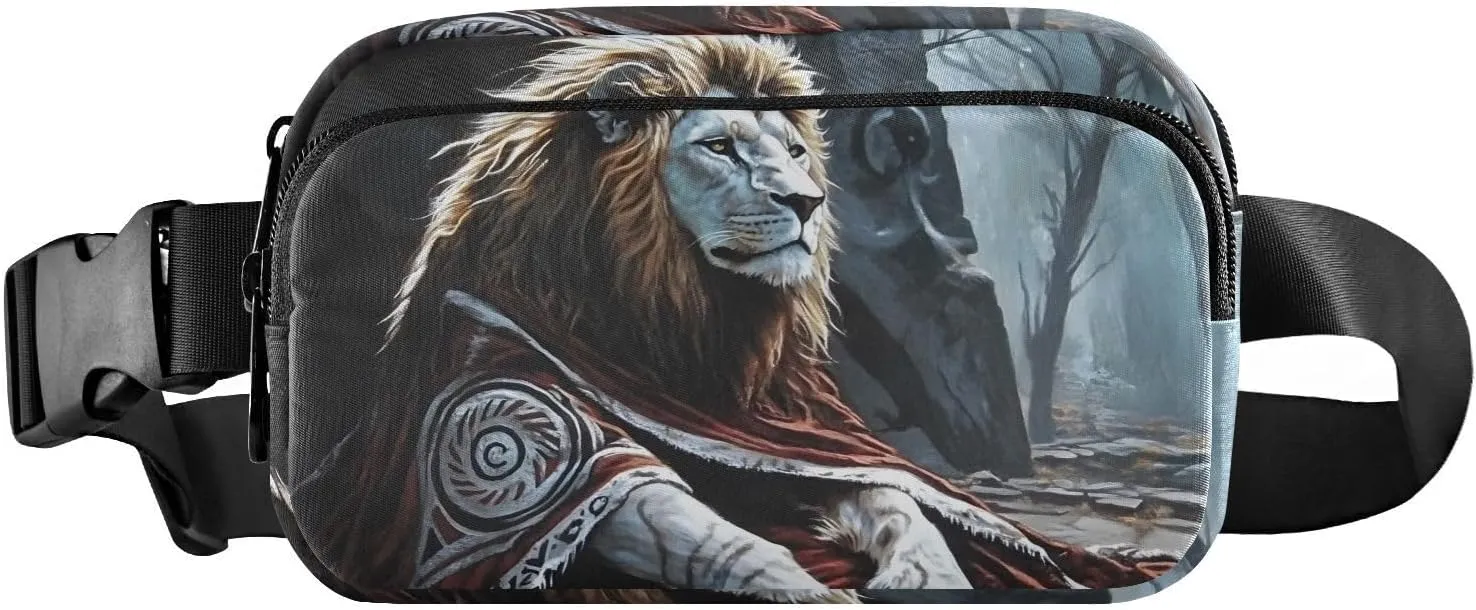 Tribal Lion Fanny Pack Water Resistant Waist Pack Sling Bag Purse for Women Men Travel Hiking