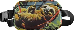 Tropical Sloth Fanny Pack Water Resistant, Women Men Waist Pack Sling Bag Purse for Travel Hiking