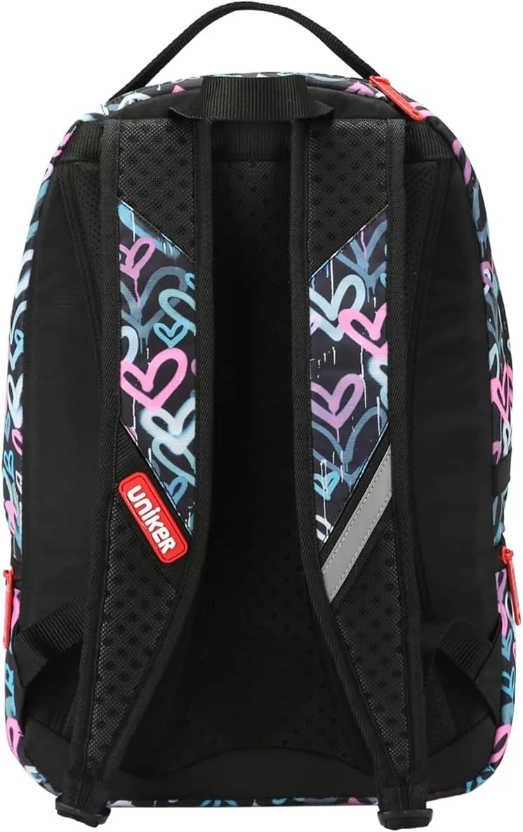 UNIKER Graffiti Backpack, Designer Laptop Backpack for 15.6 Inch Work,Water Resistant Backpack Computer Bag,HeartBeat