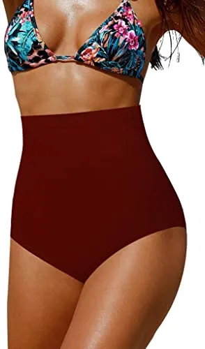 Upopby High-Waisted Belly Control Bikini Bottom