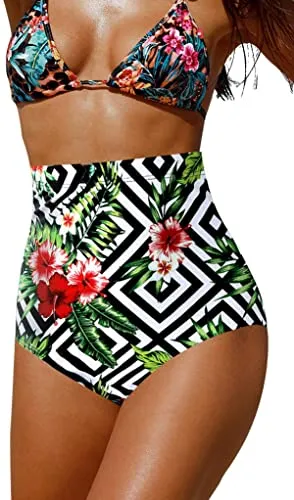 Upopby High-Waisted Belly Control Bikini Bottom