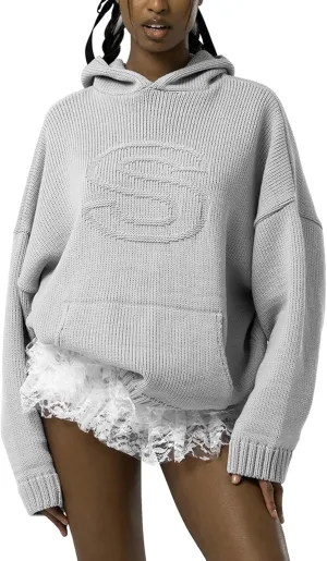 VAOYIU Women's Hoodies Sweater Knit Tops Oversized Fashion Pullover Casual Long Sleeve Shirts with Pockets