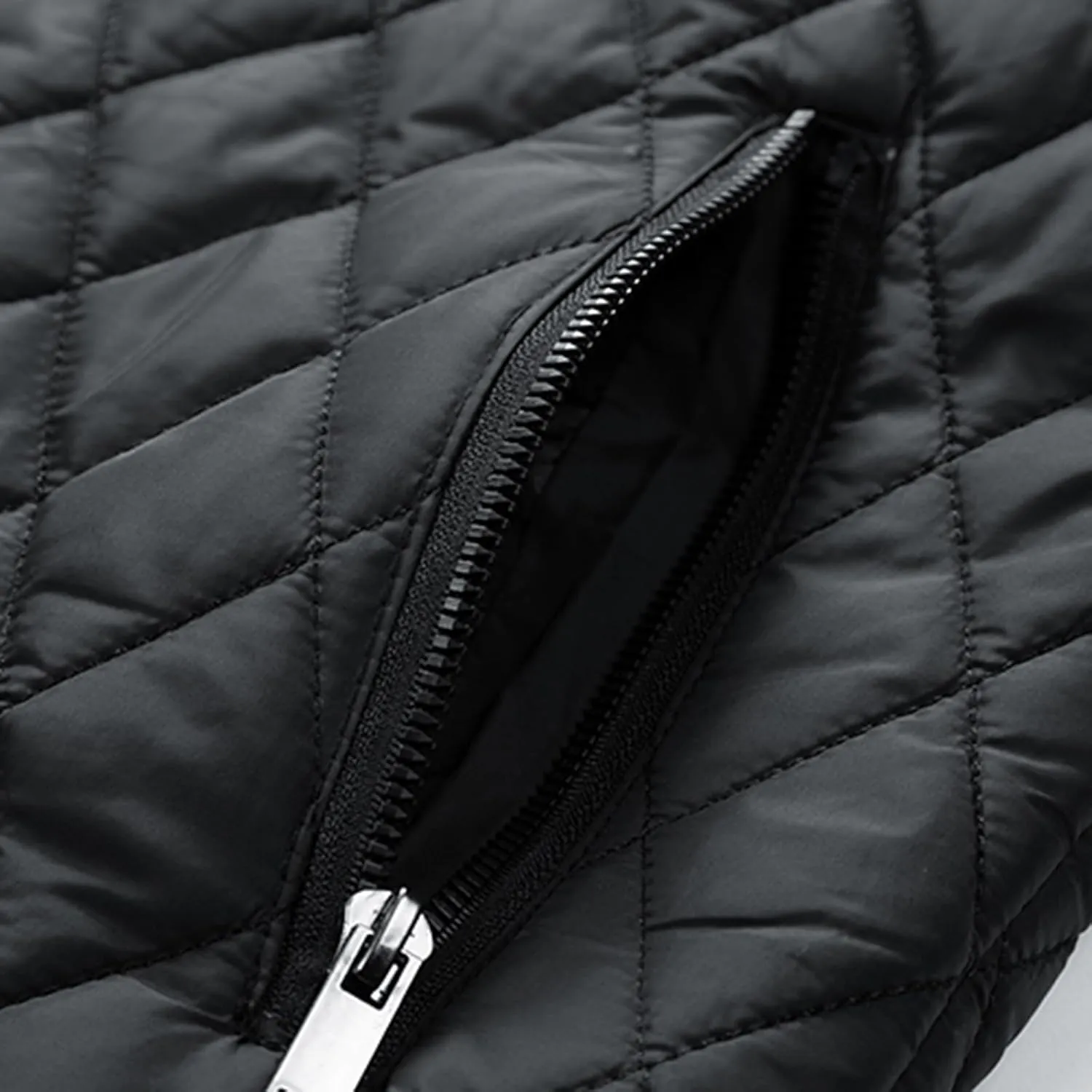 Varsity Jacket Men Diamond Quilted Jackets Winter Warm Padded Cotton Coat Outdoor Casual Zip Up Outerwear with Removable Hood