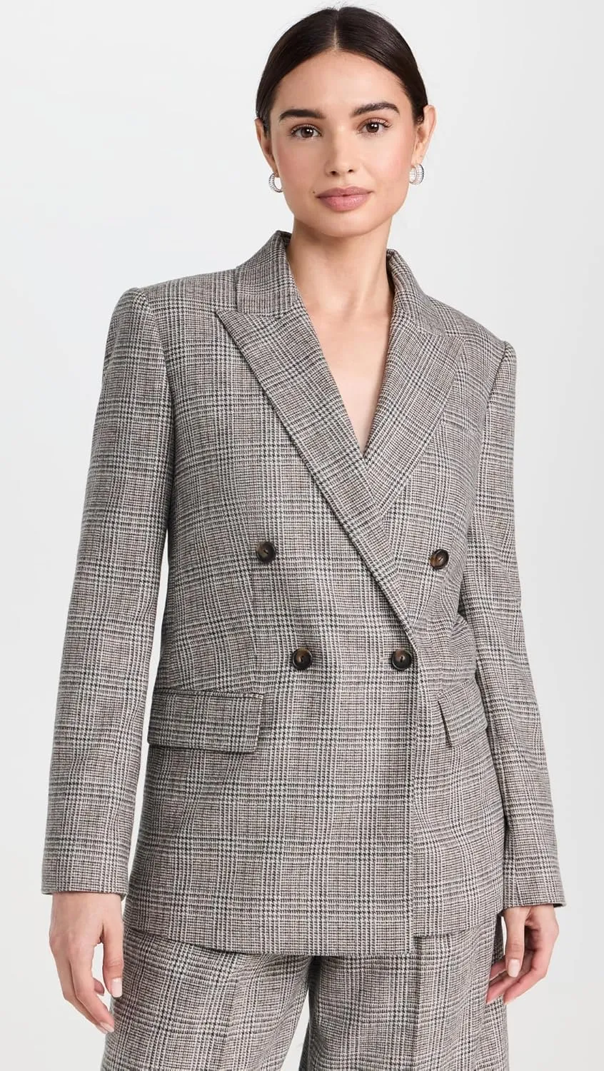 Vince Women's Plaid Double Breasted Blazer