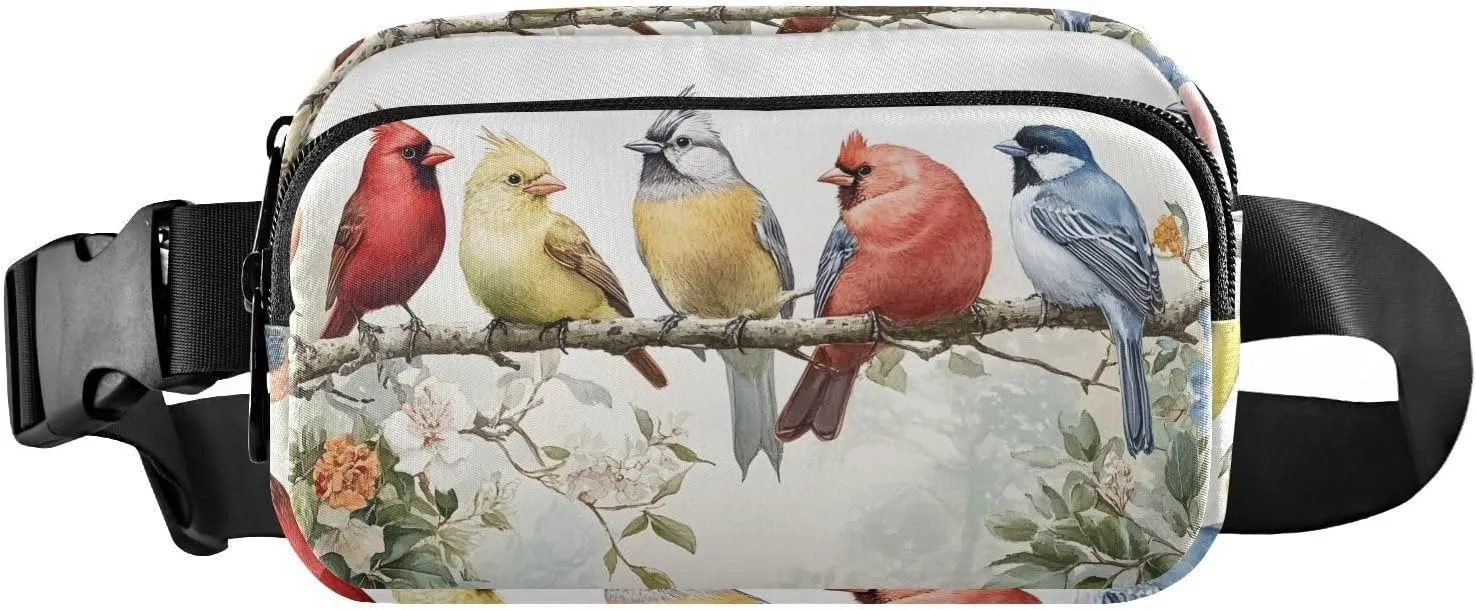 Vintage Birds Fanny Pack Water Resistant Waist Pack Sling Bag Purse for Women Men Travel Hiking