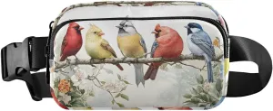 Vintage Birds Fanny Pack Water Resistant Waist Pack Sling Bag Purse for Women Men Travel Hiking