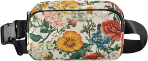 Vintage Florals Fanny Pack Water Resistant Waist Pack Sling Bag Purse for Women Men Travel Hiking