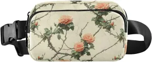 Vintage Roses Fanny Pack Water Resistant, Women Men Waist Pack Sling Bag Purse for Travel Hiking
