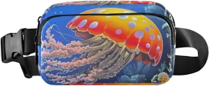 Vivid Jellyfish Fanny Pack Water Resistant, Women Men Waist Pack Sling Bag Purse for Travel Hiking