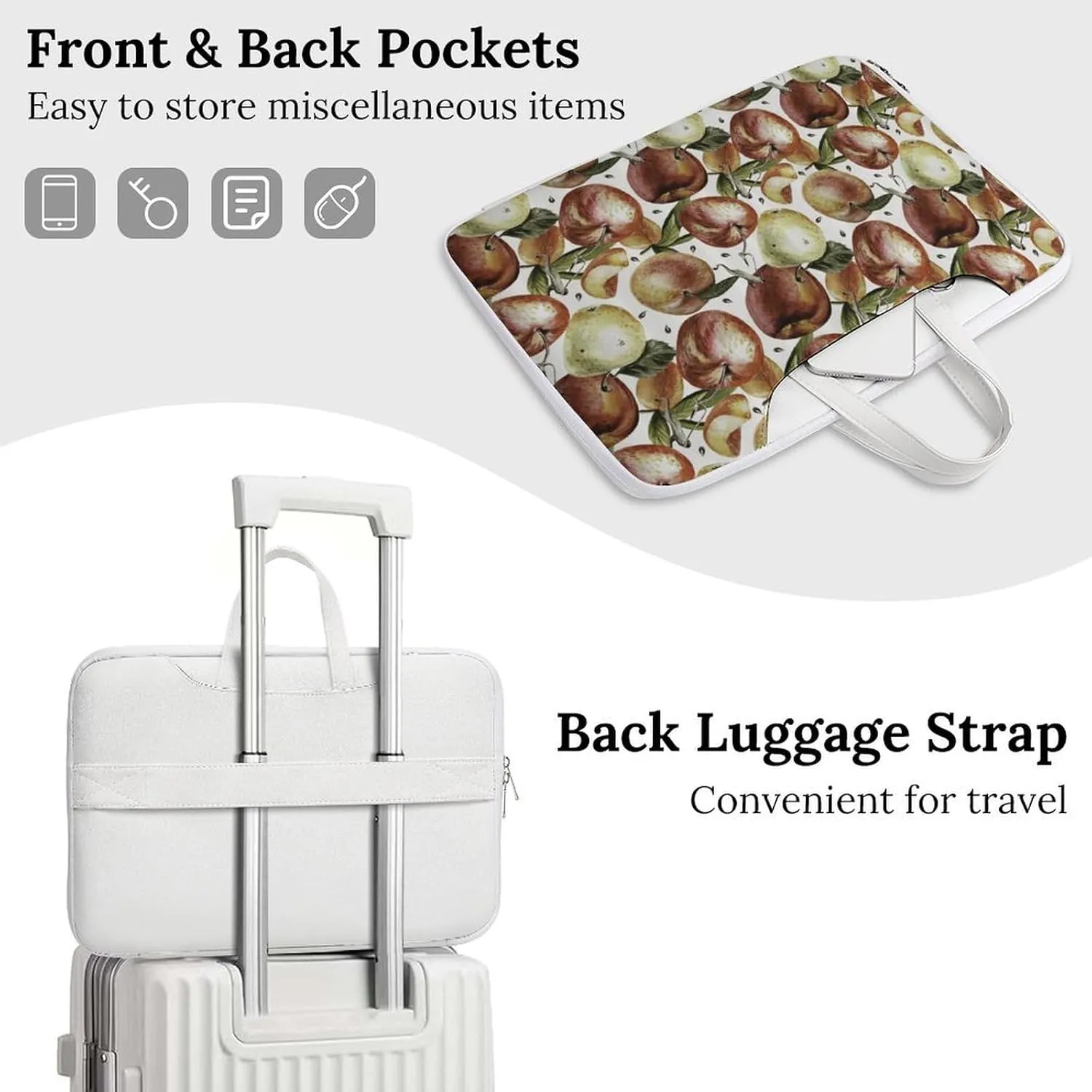 Watercolor Fruits Leather Bag Laptop Case Slim Water Resistant Computer Bags with Handle Briefcase for Work