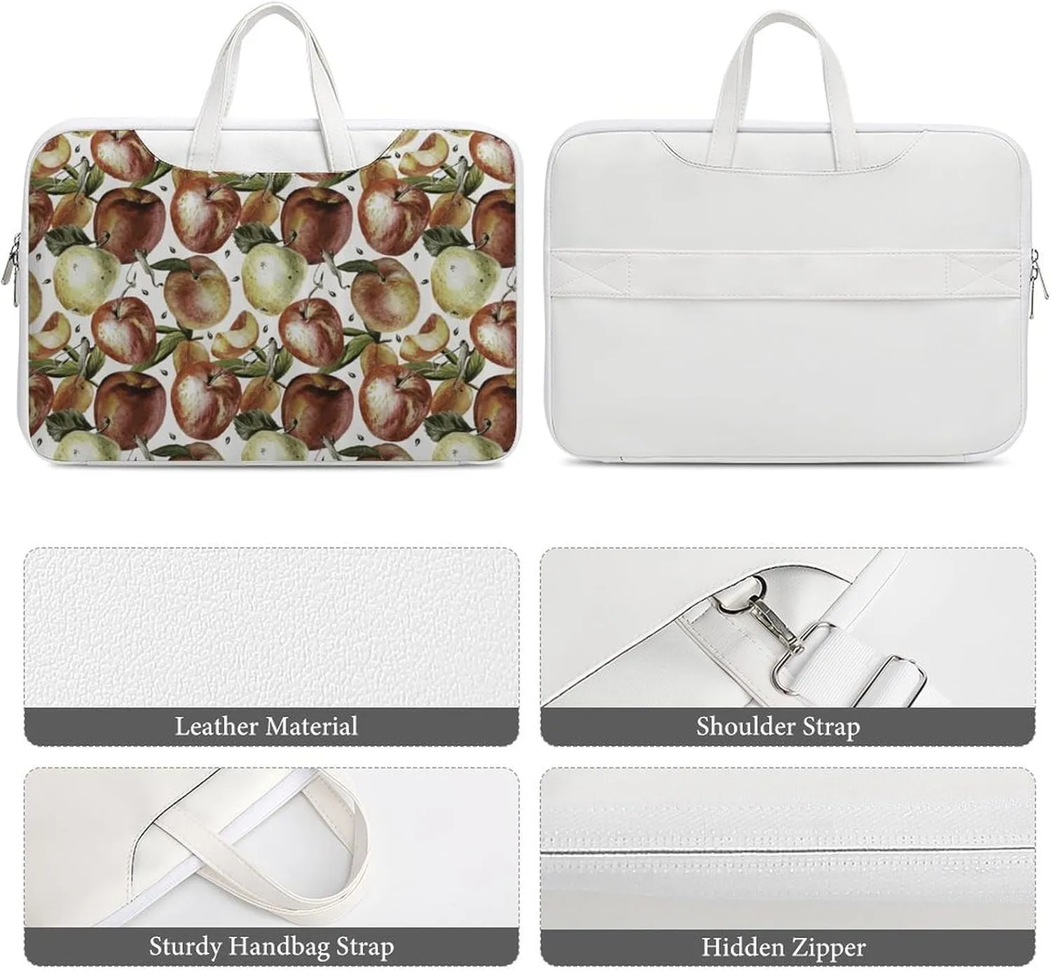 Watercolor Fruits Leather Bag Laptop Case Slim Water Resistant Computer Bags with Handle Briefcase for Work