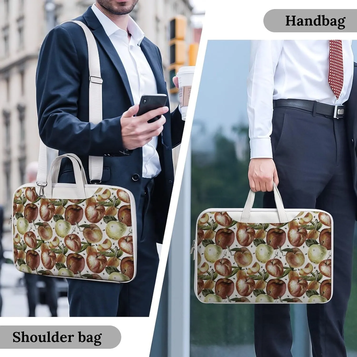 Watercolor Fruits Leather Bag Laptop Case Slim Water Resistant Computer Bags with Handle Briefcase for Work