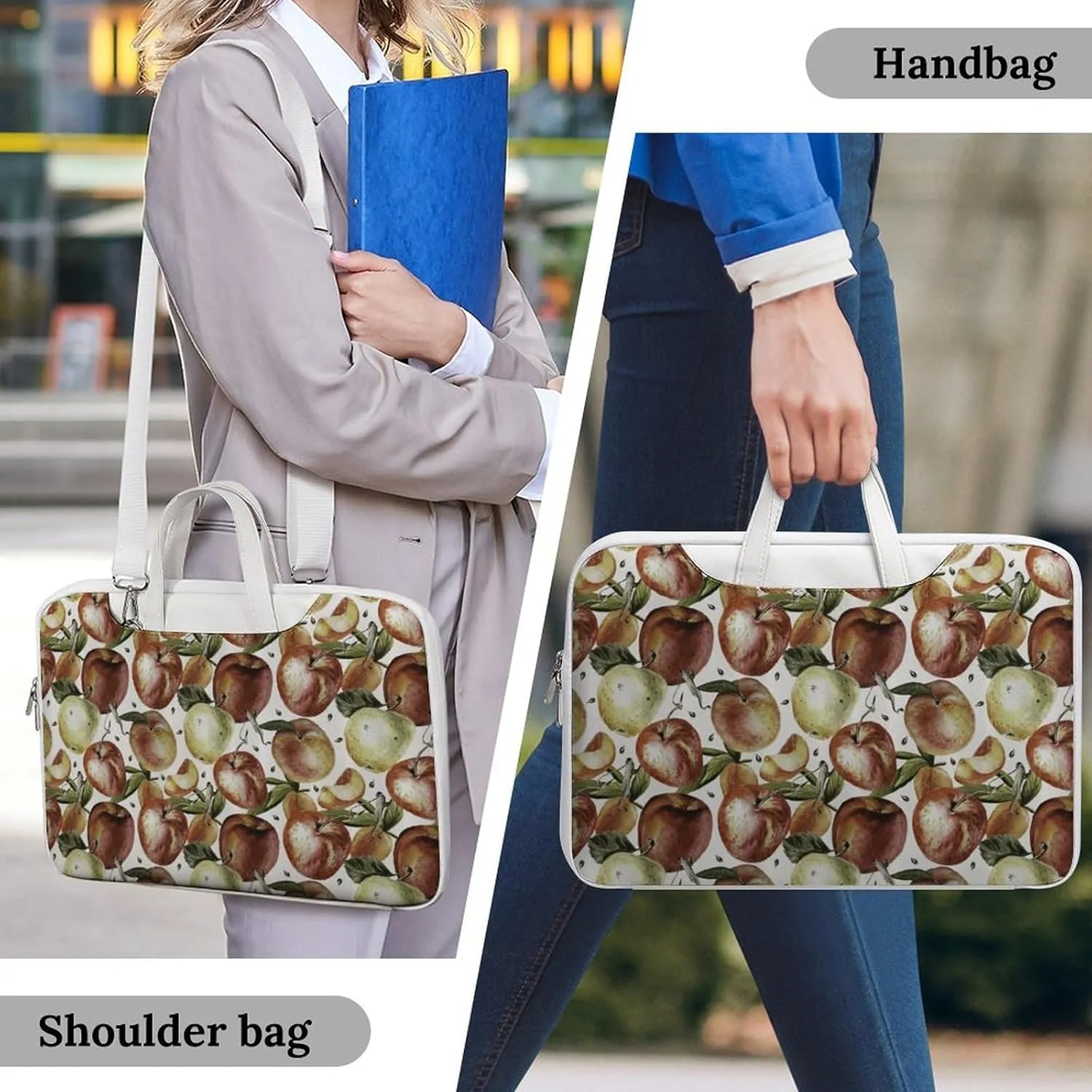Watercolor Fruits Leather Bag Laptop Case Slim Water Resistant Computer Bags with Handle Briefcase for Work