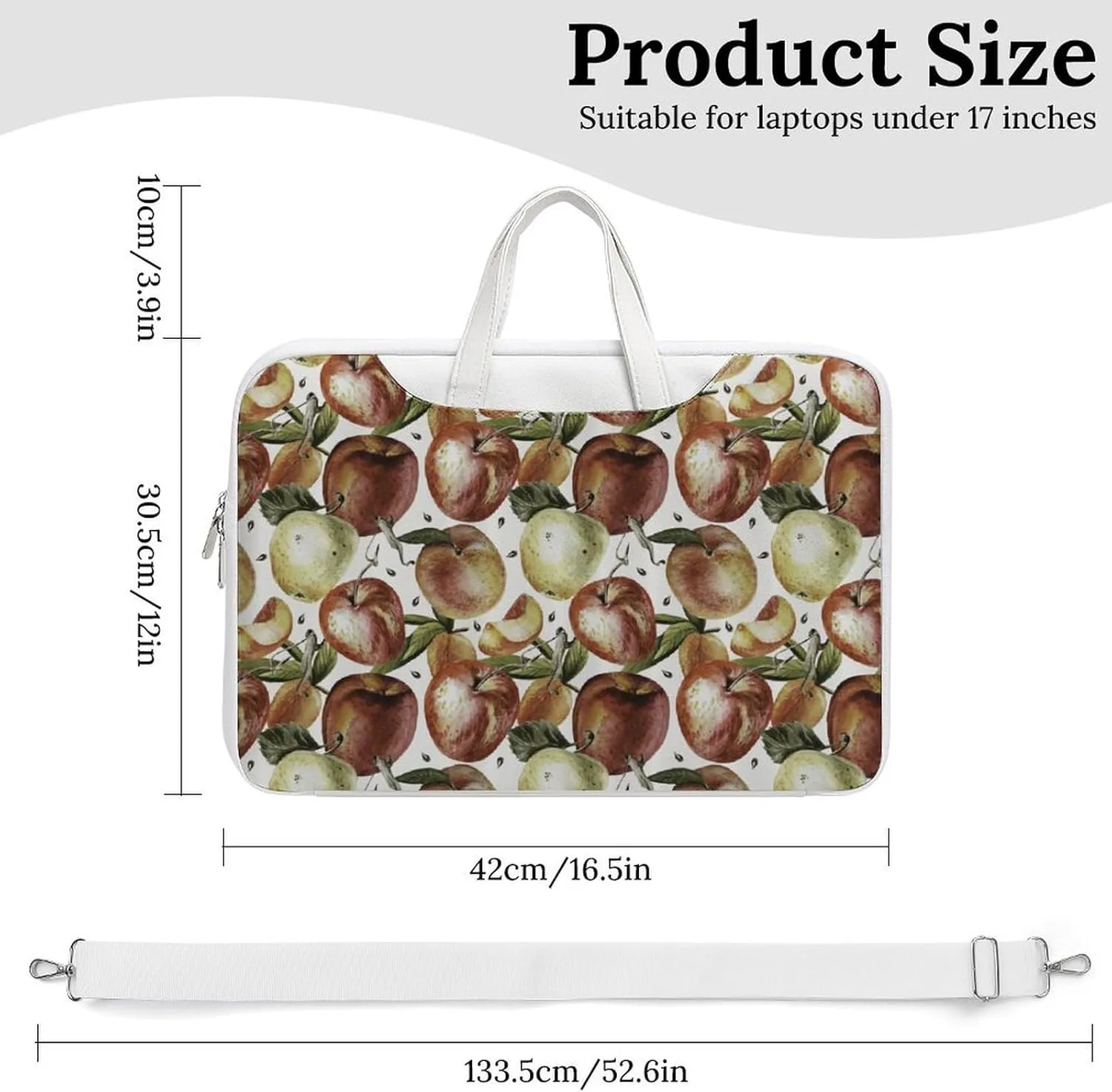 Watercolor Fruits Leather Bag Laptop Case Slim Water Resistant Computer Bags with Handle Briefcase for Work