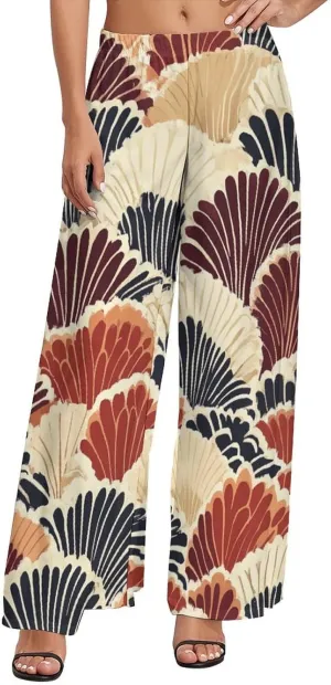 Wide Leg High Waist Pants for Woman Plus Size Flowy Pants Summer Beach Trouser Lightweight Elastic Waist Trouser