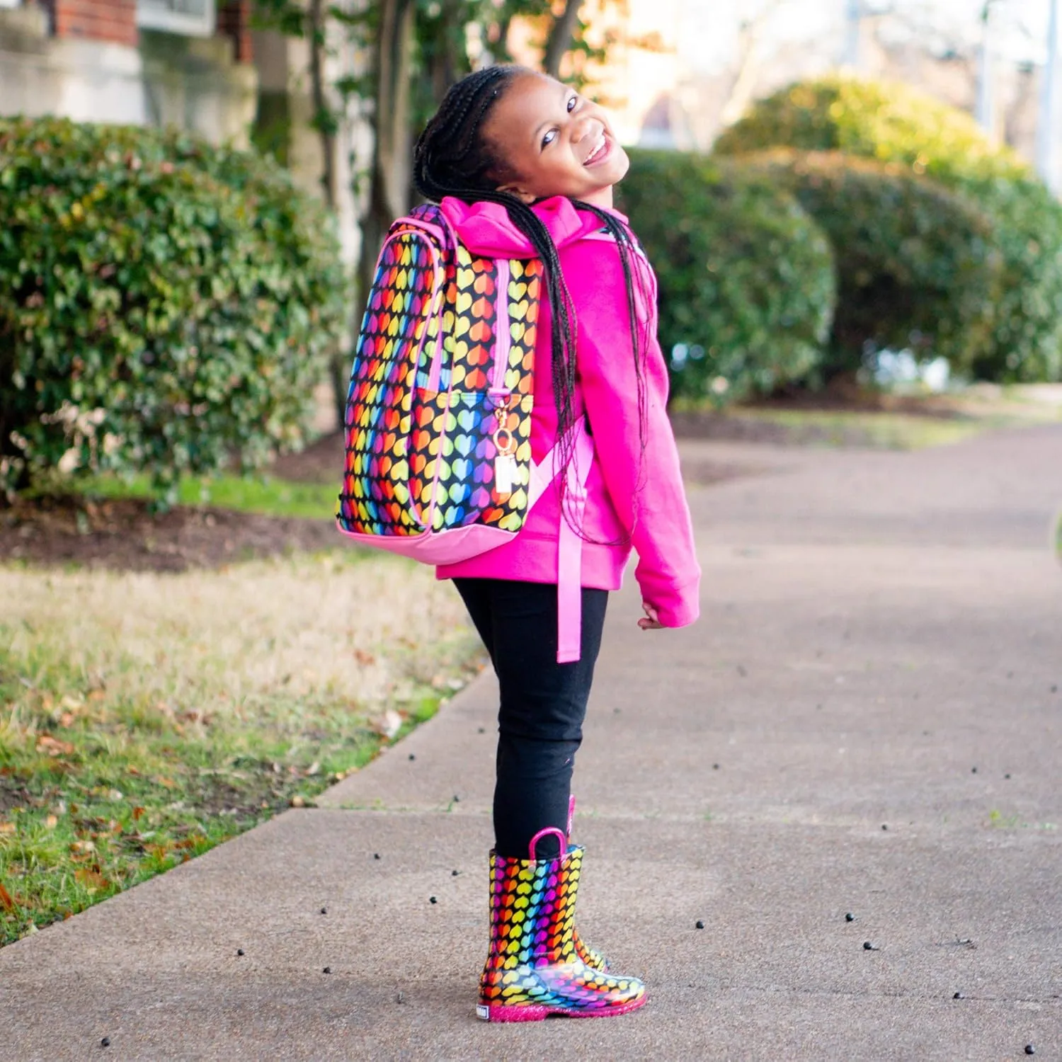 Wildkin 15-inch Kids Backpack  Durable, Padded, Adjustable for School & Travel - Rainbow Hearts