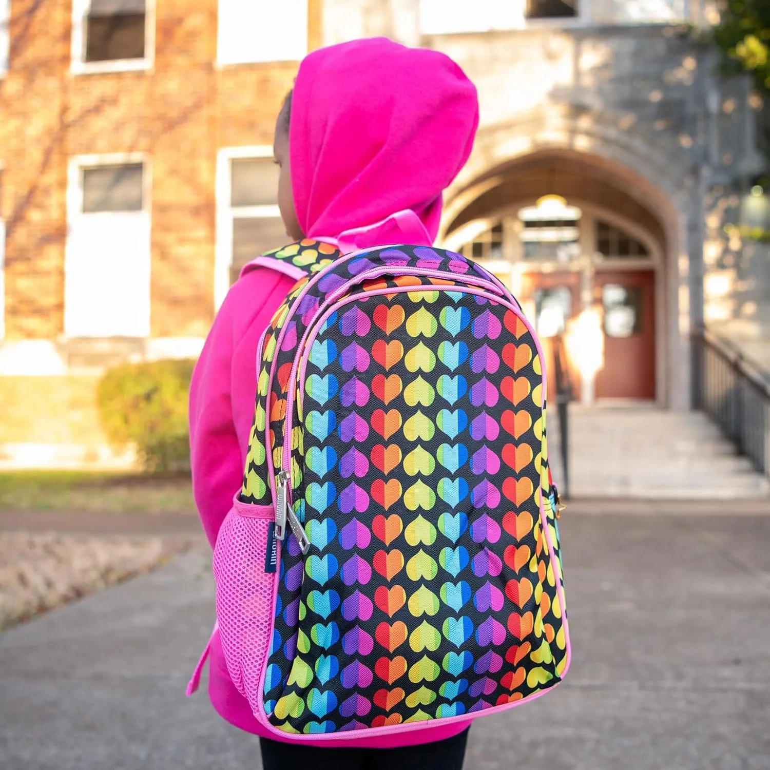 Wildkin 15-inch Kids Backpack  Durable, Padded, Adjustable for School & Travel - Rainbow Hearts
