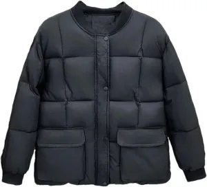 Winter Big Pocket Baseball Collar Cotton-Padded Parka Women's Warm Zipper Coat