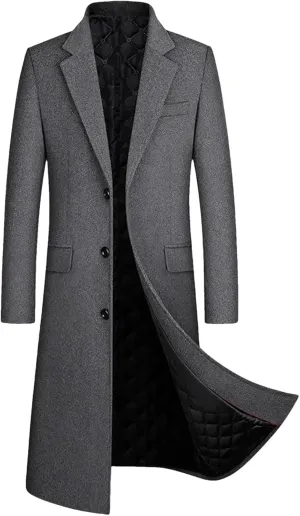 Winter Wool Trench Coat Men Thicken Long Cotton-Padded Overcoat Slim Business Casual Jacket Men Woolen Warm Outwear