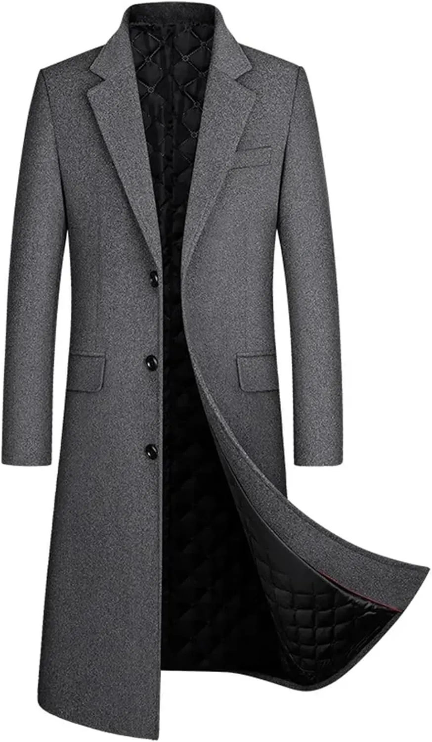 Winter Wool Trench Coat Men Thicken Long Cotton-Padded Overcoat Slim Business Casual Jacket Men Woolen Warm Outwear