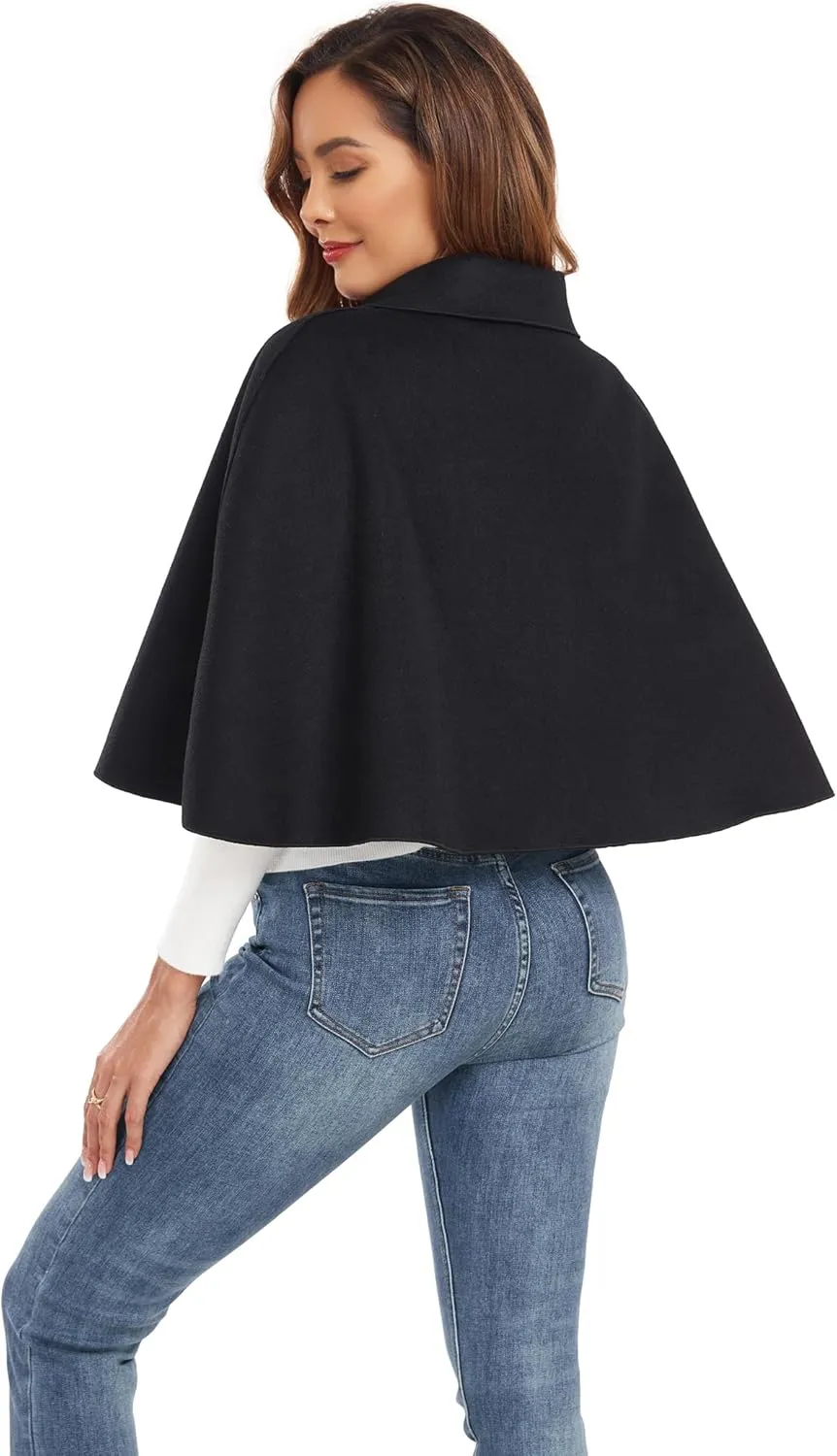 Women Capelet Shawl Short Cloak Cape Warm Poncho Fall Winter Soft Shawl Cover Up