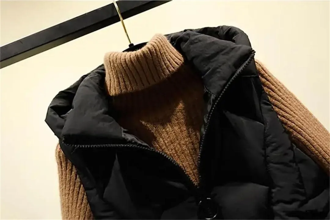 Women Sleeveless Vest Winter Warm Large Size Down Cotton Padded Female Veats Collar Sleeveless Waistcoat