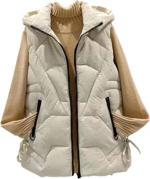 Women Sleeveless Vest Winter Warm Large Size Down Cotton Padded Female Veats Collar Sleeveless Waistcoat