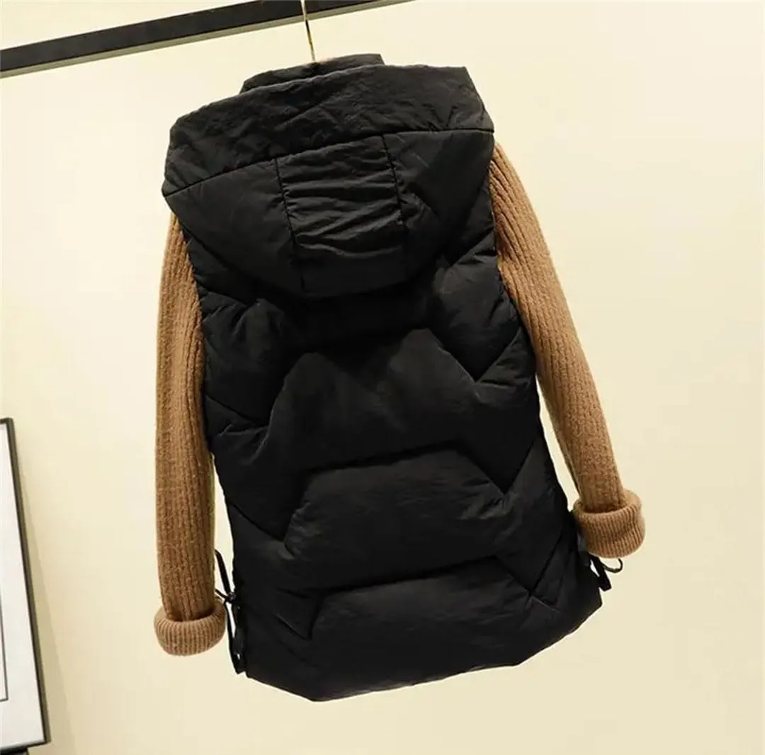 Women Sleeveless Vest Winter Warm Large Size Down Cotton Padded Female Veats Collar Sleeveless Waistcoat