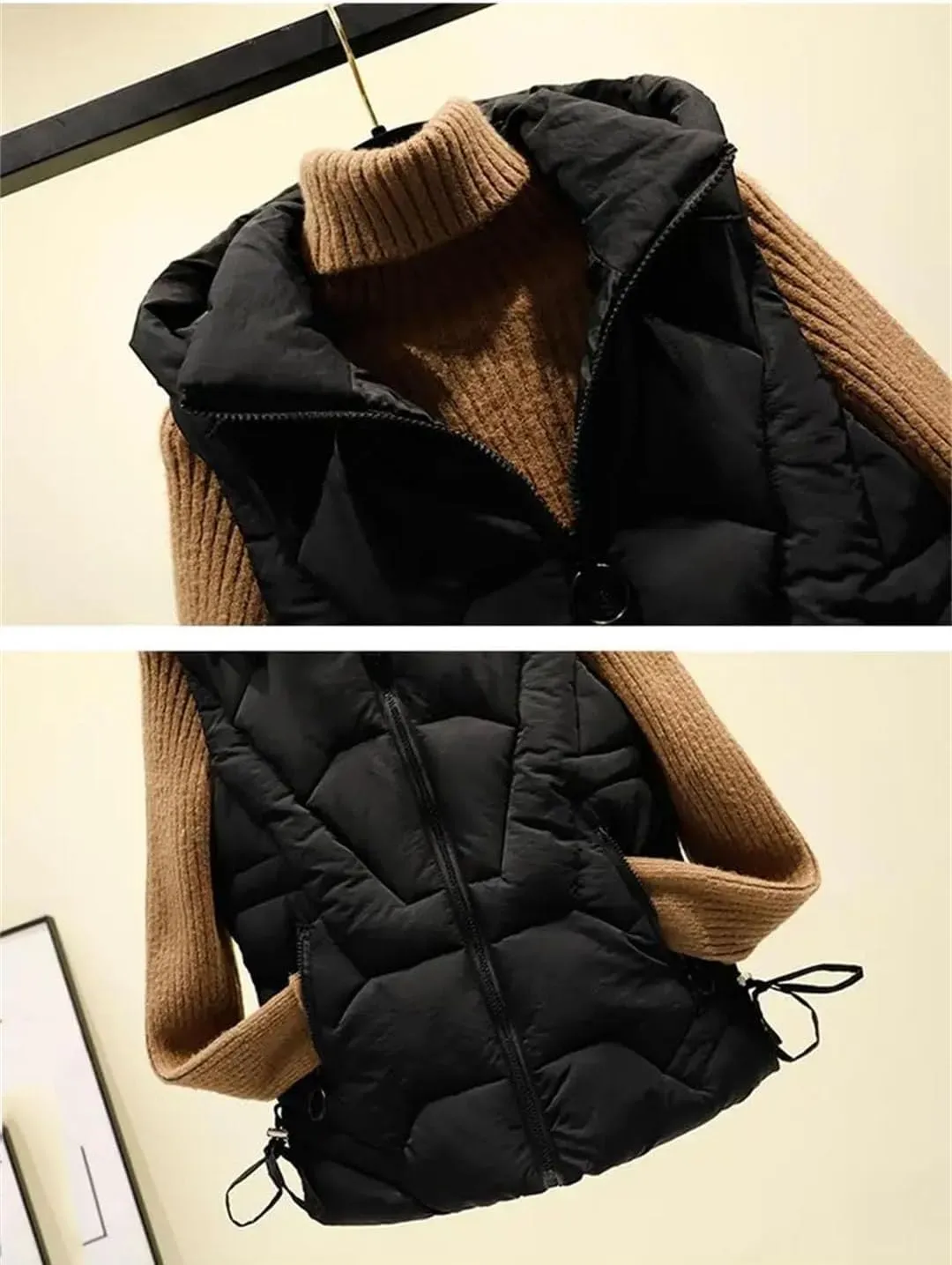 Women Sleeveless Vest Winter Warm Large Size Down Cotton Padded Female Veats Collar Sleeveless Waistcoat