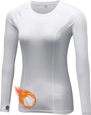 Women Thermal Top Thumbholes Fleece Ski Base Layer UPF 50  Long Sleeve Compression Shirts Running,Warm,Quick Dry