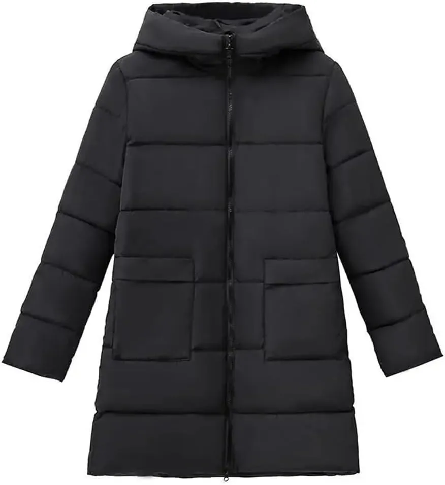 Women Winter Warm Thick Parka Outwear Jacket Loose Hooded Cotton Padded Coat Mid-Length Parka Outwear