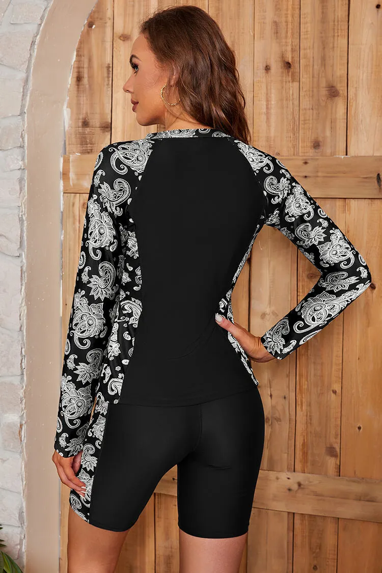 Women's 3 Piece Rash Guard Long Sleeve Swimsuits Zip Bathing Suits with Pants UPF 50  Shirt