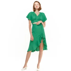 Women's Asymmetrical Hem Button Front Skirt