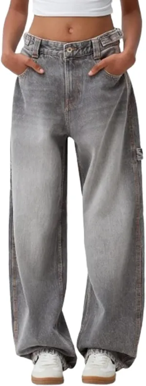 Women's Baggy Denim Pants Casual Low Rise Wide Leg Boyfriend Jeans Vintage Loose Straight Leg Jeans Y2K Streetwear