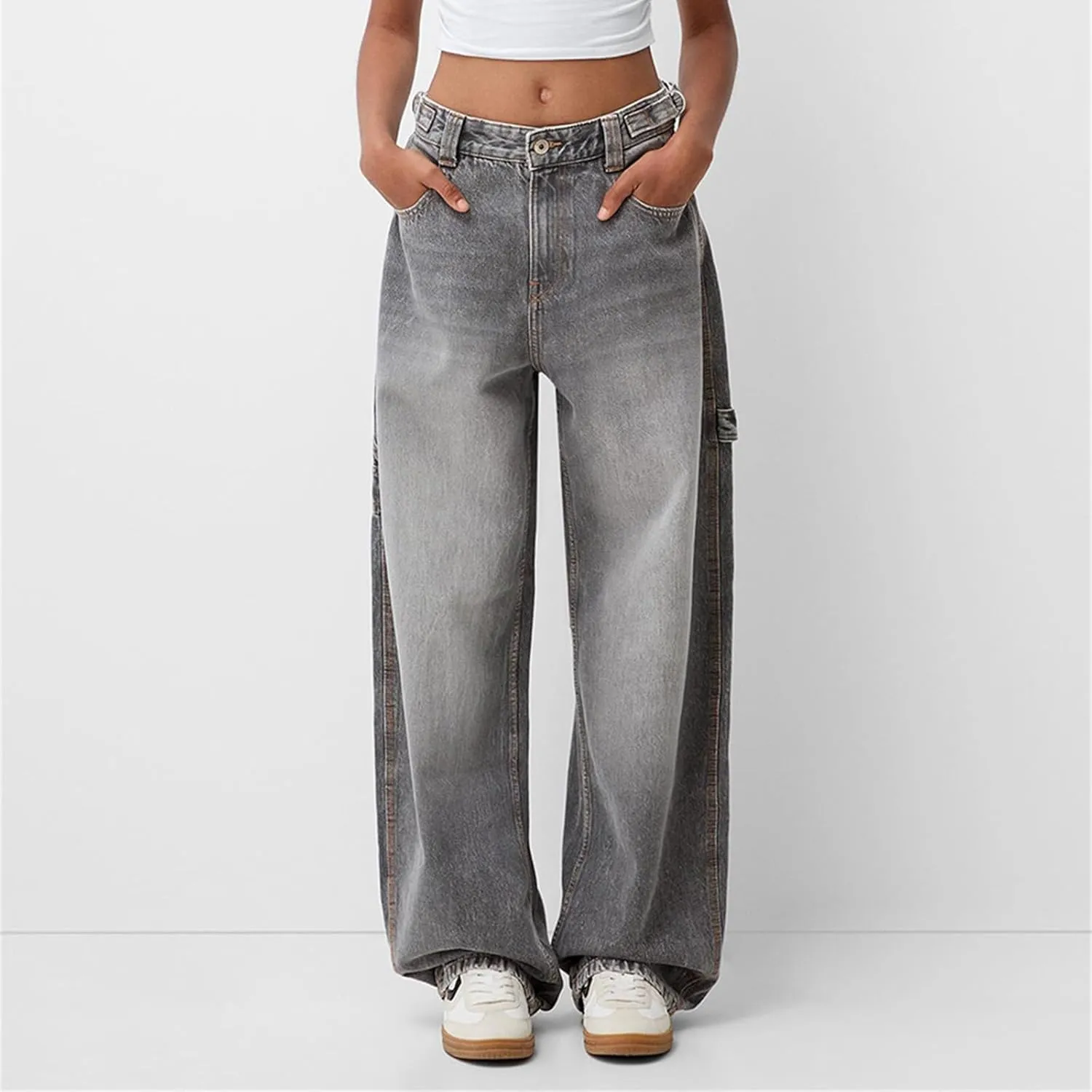 Women's Baggy Denim Pants Casual Low Rise Wide Leg Boyfriend Jeans Vintage Loose Straight Leg Jeans Y2K Streetwear