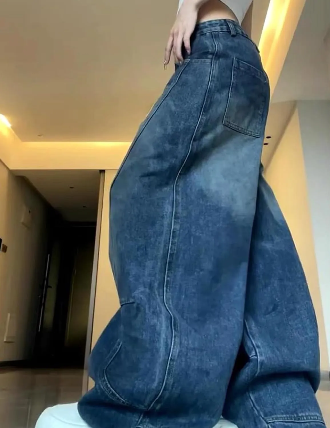 Womens Baggy Jeans Vintage Oversized Pants Aesthetic Hip Hop Jeans Denim Graphic Jean Grunge Pants
