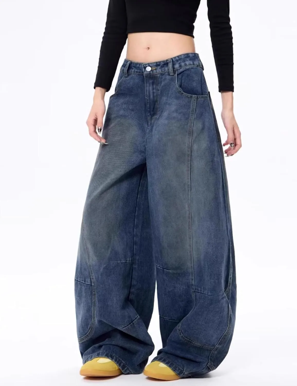 Womens Baggy Jeans Vintage Oversized Pants Aesthetic Hip Hop Jeans Denim Graphic Jean Grunge Pants