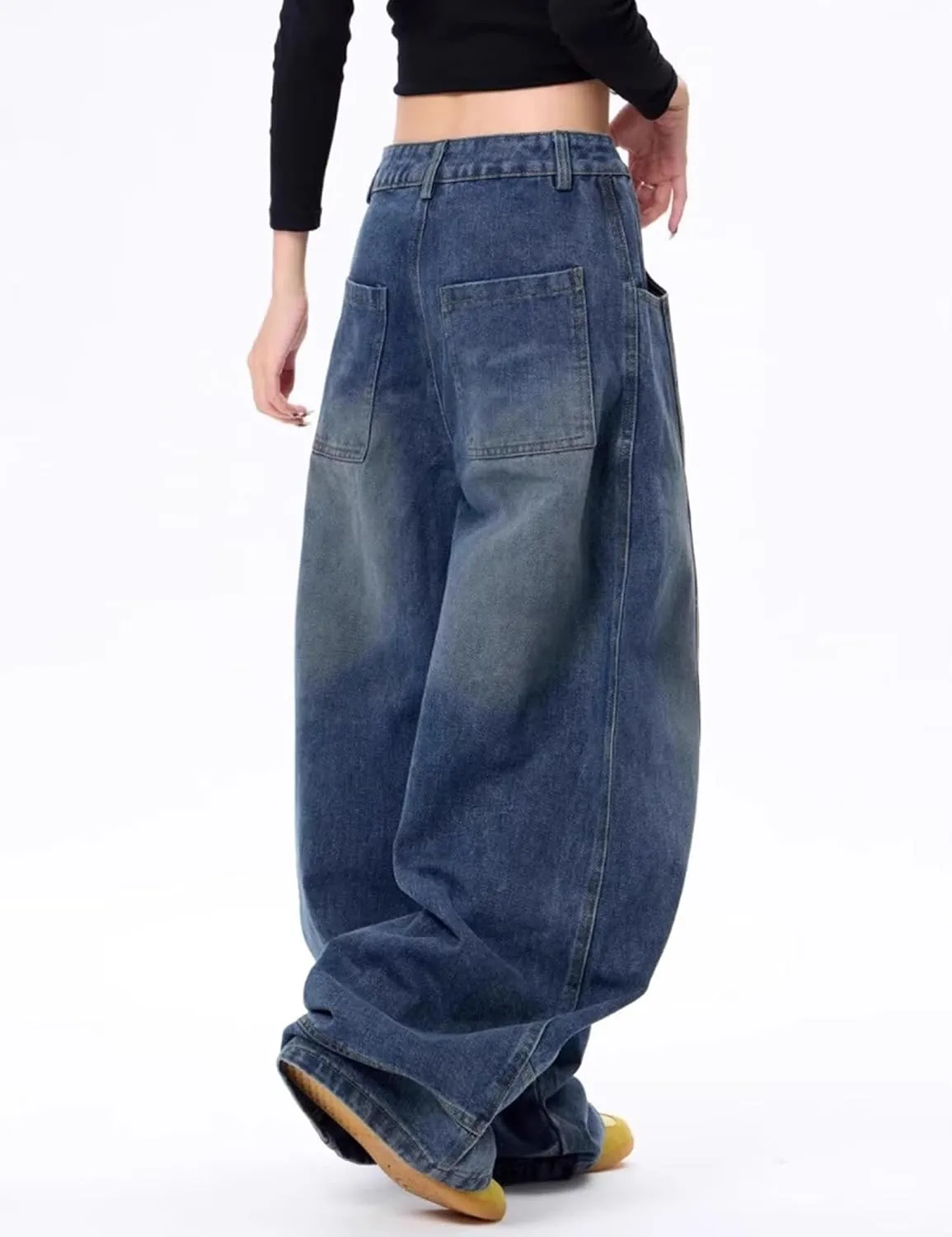 Womens Baggy Jeans Vintage Oversized Pants Aesthetic Hip Hop Jeans Denim Graphic Jean Grunge Pants