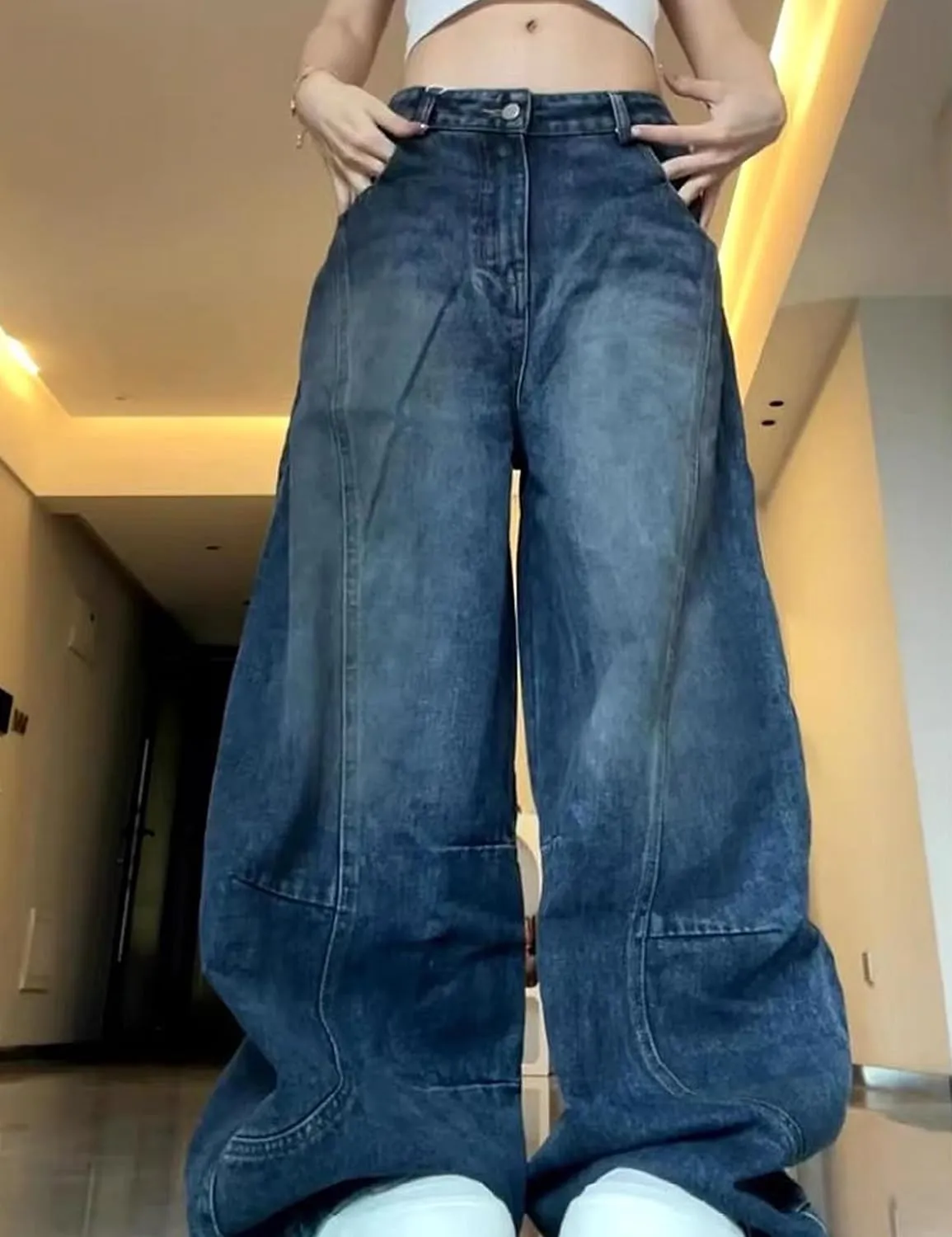 Womens Baggy Jeans Vintage Oversized Pants Aesthetic Hip Hop Jeans Denim Graphic Jean Grunge Pants