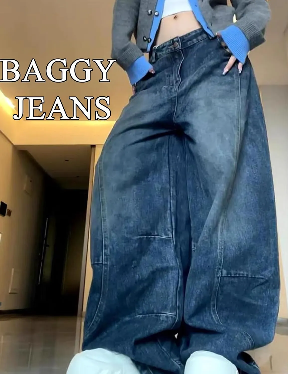 Womens Baggy Jeans Vintage Oversized Pants Aesthetic Hip Hop Jeans Denim Graphic Jean Grunge Pants