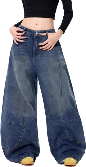 Womens Baggy Jeans Vintage Oversized Pants Aesthetic Hip Hop Jeans Denim Graphic Jean Grunge Pants